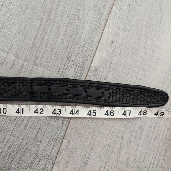 Tommy Bahama Black Brown Leather Belt Braided with Silver Buckle Size 44 - Picture 8 of 11